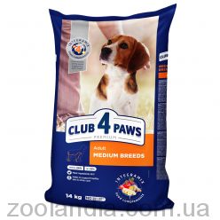 Club 4 Paws (Клуб 4 Лапы) Premium - Корм для взрослых собак средних пород с курицей 20 кг