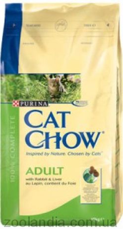 Cat Chow (Кэт Чау) Adult rabbit - корм для кошек с кроликом и печенью