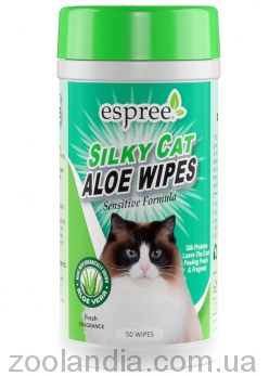 Espree (Еспрі) Silky Cat Aloe Wipes - Вологі серветки з протеїнами шовку для шерсті котів