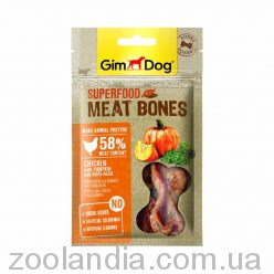GimDog (Джимдог) Лакомство для собак Superfood Мясные косточки, курица, тыква и нори 70 гр