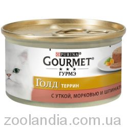 Gourmet Gold (Гурмет голд) кусочки в паштете с уткой, морковью и шпинатом