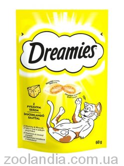 Dreamies ласощі для котів і кошенят, хрусткі подушечки з начинкою, сир