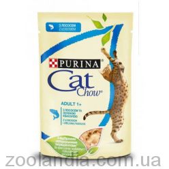 Cat Chow (Кэт Чау) Adult Консервы для взрослых кошек с лососем и зеленой фасолью в желе