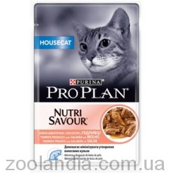 Purina Pro Plan House Cat Salmon паучи кусочки в соусе для кошек с низкой активностью с лососем
