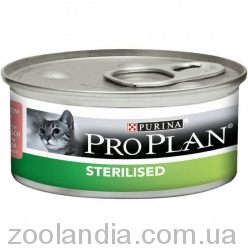 Purina Pro Plan Sterilised для стерилизованных кошек, паштет лосось и тунец б/ж