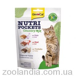 GimCat (ДжимКет) Nutri Pockets Country Mix - Ласощі Кантрі мікс з качкою, яловичиною та індичкою для котів