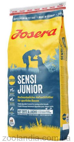 Josera (Йозера) Sensi Junior - Корм для щенков и взрослых собак средних пород с чувствительным пищеварением (утка лосось)