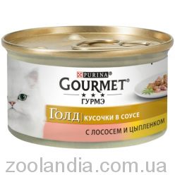 Gourmet Gold (Гурмет Голд) кусочки в подливке с лососем и цыпленком