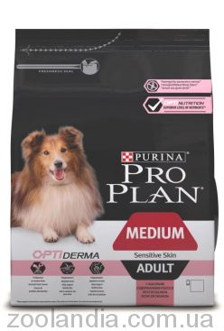 Purina Pro Plan (Про план) ADULT MEDIUM Sensitive Skin OPTIDERMA - корм для взрослых собак средних пород с лососем и рисом