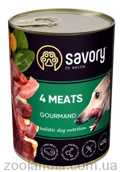 Savory (Cейвори) Dog Gourmand 4 meats - Консервированный корм для привередливых собак (4 вида мяса)