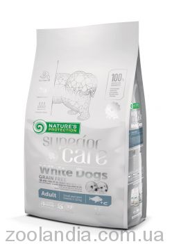 Nature's Protection Superior Care White Dogs Grain Free Adult Small and Mini Breeds – cухой беззерновой корм для взрослых собак маленьких и миниатюрных пород с белой шерстью (с белой рыбой)