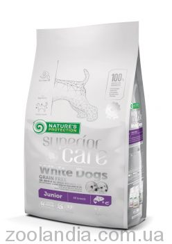 Nature's Protection Superior Care White Dogs GF Junior All Breeds - Сухой беззерновой корм для щенков всех пород с белым окрасом шерсти (с мясом лосося)