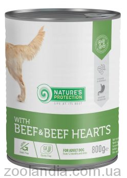 Nature's Protection (Нейчерс Протекшн) with Beef & Beef Hearts – Влажный корм для взрослых собак (говядина/говяжье сердце)