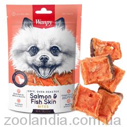 Wanpy (Ванпи) Soft Salmon Fish Skin Bites - Мягкое лакомство кусочки лосося для собак