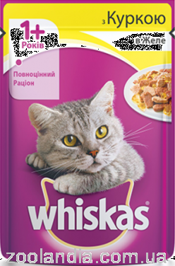 Whiskas (Вискас) влажный корм для кошек с курицей в желе, (пауч)