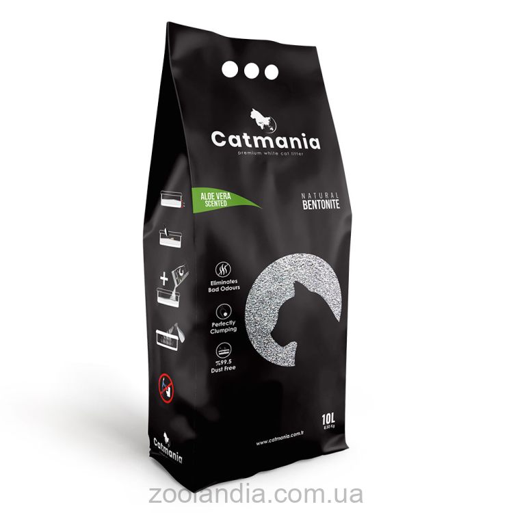 Catmania (Кэтмания) Aloe Vera - Бентонитовый наполнитель с алое вера  для кошачьего туалета