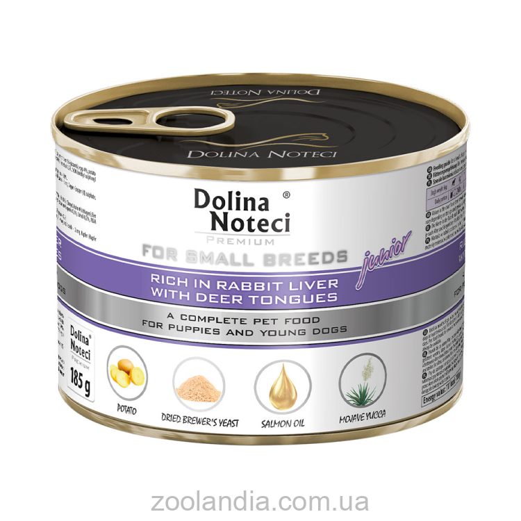 Dolina Noteci (Долина Нотечи) Premium Junior - Влажный корм для щенков и юниоров мелких пород (печень кролика и язык оленя)