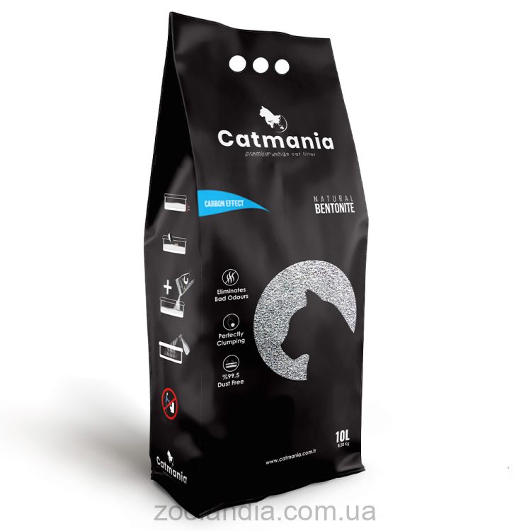 Catmania (Кэтмания) Carbon Effect - Бентонитовый наполнительс карбоновым эффектом для кошачьего туалета