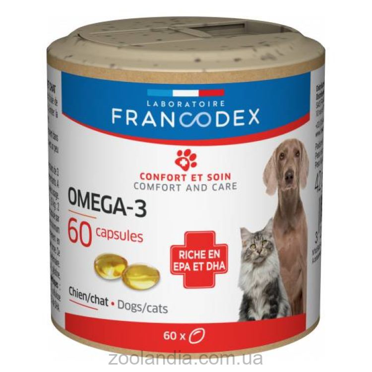 Francodex (Франкодекс) Omega-3 витамины для кошек и собак, 60 капс
