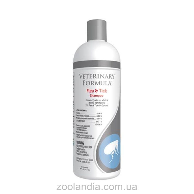 Veterinary Formula Flea&Tick Shampoo (ВЕТЕРИНАРНА ФОРМУЛА) ШАМПУНЬ ВІД БЛОХ І КЛІЩІВ для собак і кішок, з алое та ланоліном