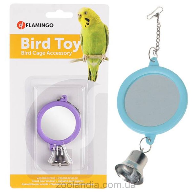Flamingo (ФЛАМИНГО) MIRROR ROUND+BELL игрушка для попугаев круглое зеркало с колокольчиком