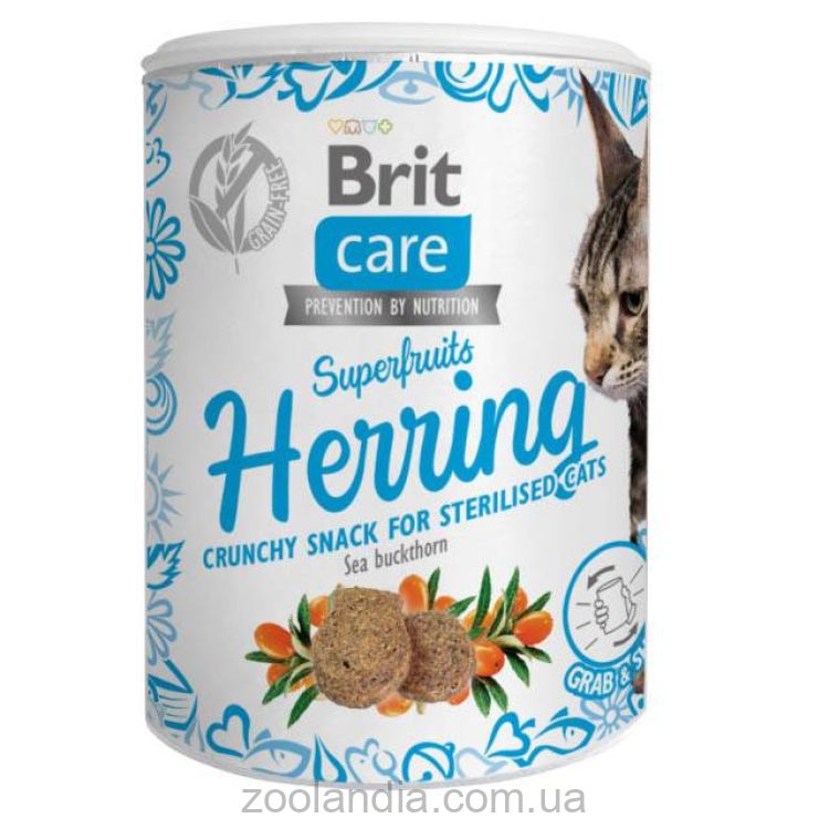 Brit Care (Брит Кеа) Cat Snack Superfruits Herring - беззерновое лакомства для кошек, сельдь