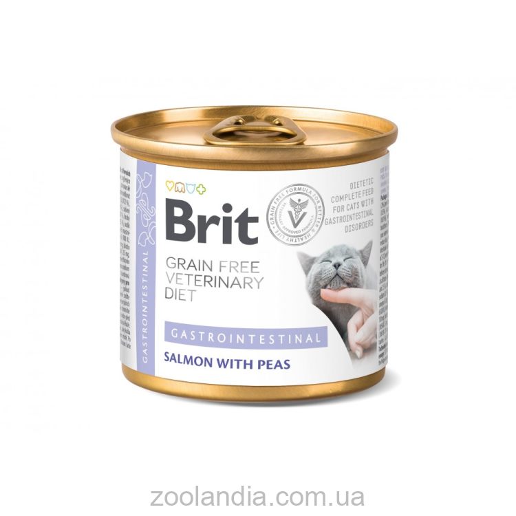 Brit (Брит) VetDiet Gastrointestinal  - Влажный корм для кошек при заболеваниях желудочно-кишечного тракта, с лососем и горохом