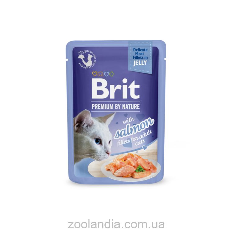Brit Premium (Брит Премиум) Delicate Fillets in Jelly Salmon - Влажный корм для кошек филе в желе лосось