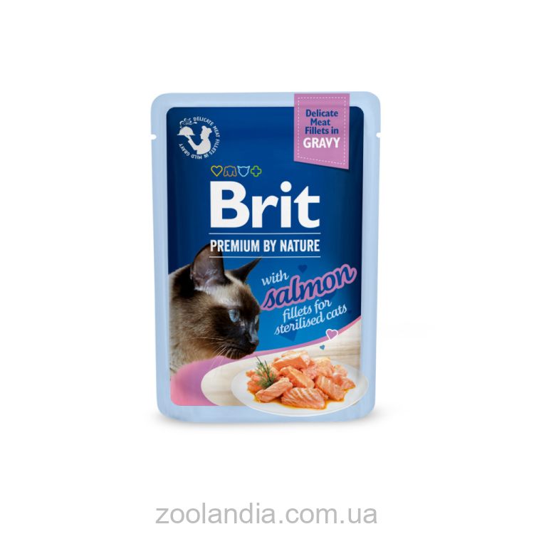 Brit Premium (Брит Премиум) Delicate Fillets in Gravy Salmon For Sterilised - Влажный корм для стерилизованных кошек филе в соусе лосось