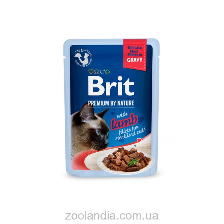 Brit Premium (Брит Премиум) Delicate Fillets in Gravy Lamb for Sterilised - Влажный корм для стерилизованных кошек филе в соусе ягненка