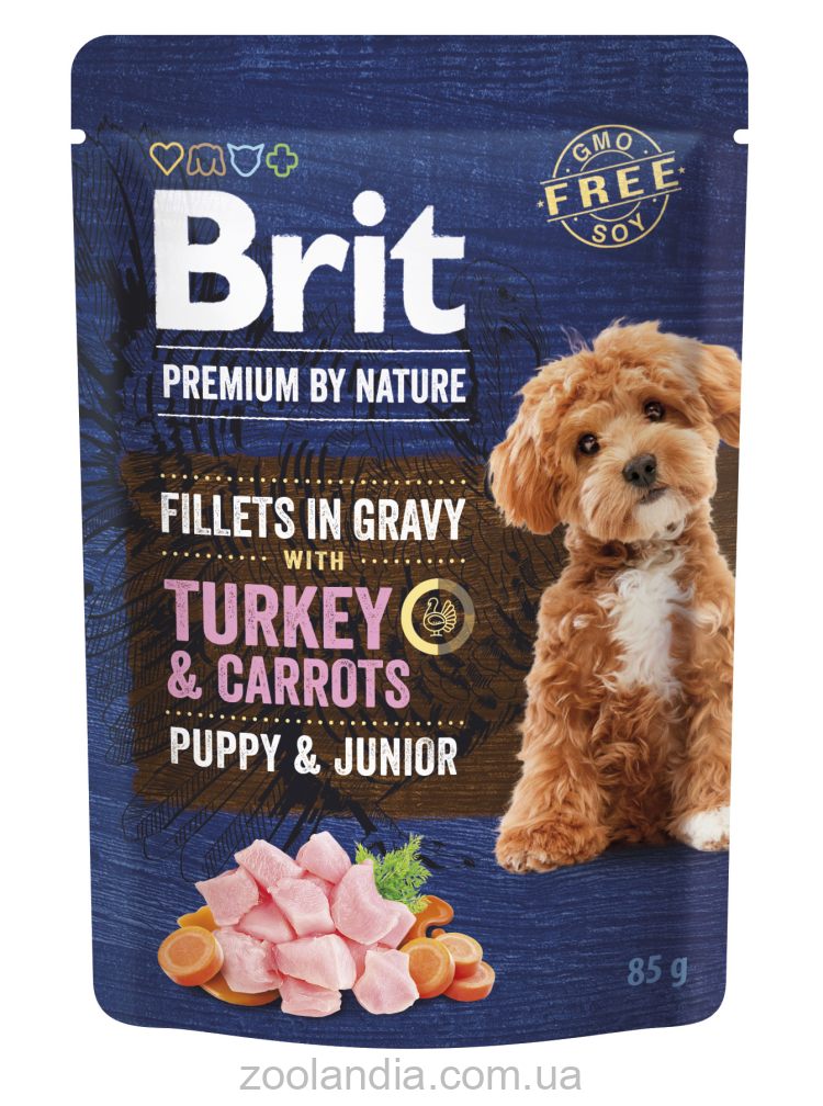 Brit Premium (Брит Премиум) Fillets in Gravy Turkey & Carrots Puppy - Влажный корм для щенков малых пород филе в соусе индейка и морковь