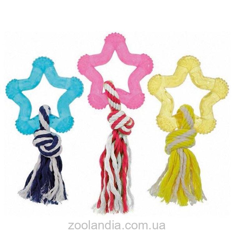 Flamingo Good4Fun Star With Rope Фламинго Гуд Фо Фан звезда игрушка для собак с веревкой, латекс