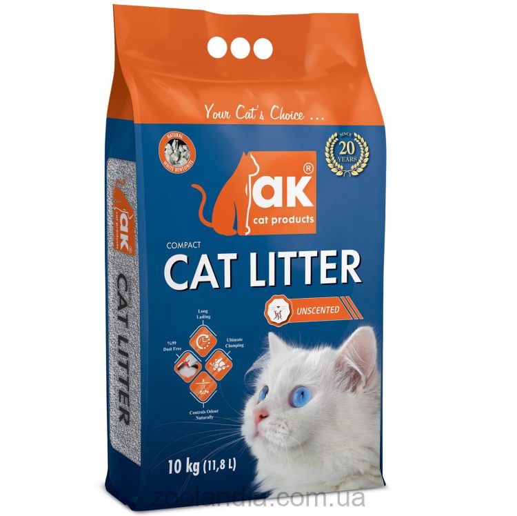 AKCat Compact Cat Litter - бентонитовый наполнитель, натуральный