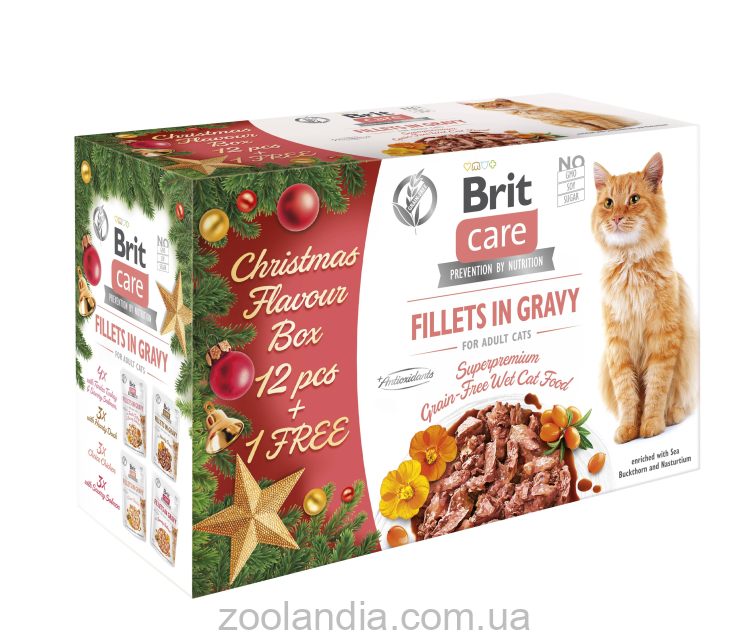 Brit Care (Брит Кеа) Fillet in Gravy Set Cat – Рождественский набор влажных кормов Филе в соусе для кошек