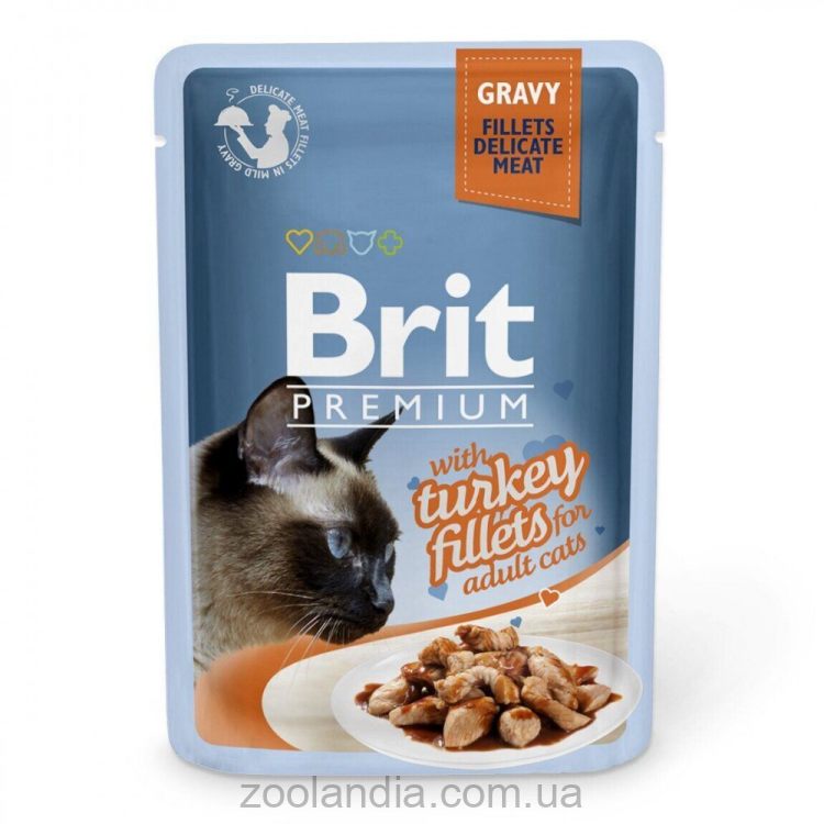 Brit Premium (Брит Премиум) Cat Pouch - Влажный корм для котов филе индейки в соусе