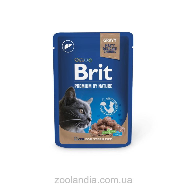 Brit Premium (Брит Премиум) Cat pouch -  Влажный корм для стерилизованных кошек, ливер