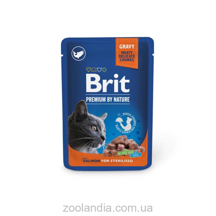 Brit Premium (Брит Премиум) Cat pouch  -  Влажный корм для стерилизованных кошек, лосось