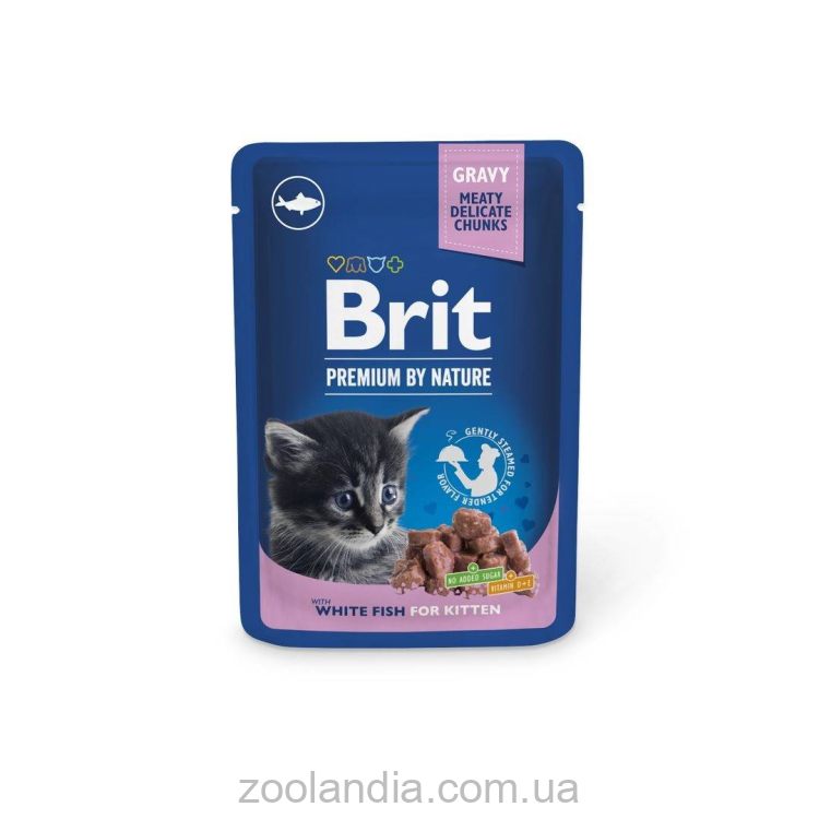 Brit Premium (Брит Премиум)  Cat pouch  - Влажный корм для котят, белая рыба
