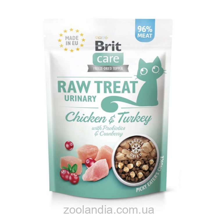Brit Care (Брит Кеа) Raw Treat Urinary Freeze-dried Chicken & Turkey - Лакомства для стерилизованных кошек, с курицей и индейкой