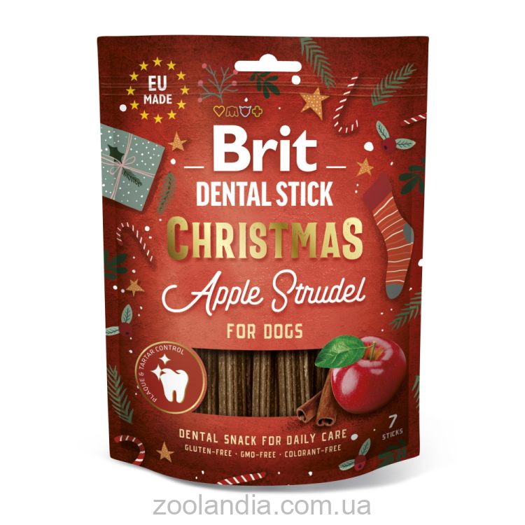 Brit Care (Брит Кеа) Dental Stick Christmas Apple Strudel - Лакомство для собак рождественский яблочный штрудель 7 шт 251 г
