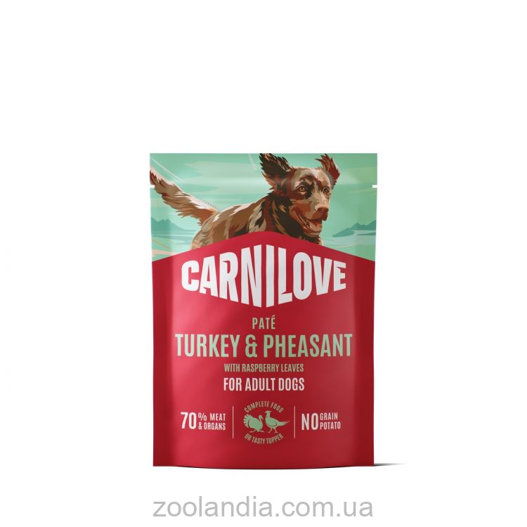 Carnilove (Карнилав) Adult Dog Turkey & Pheasant with Raspberry Leaves - Влажный беззерновой для взрослых собак, с индейкой, фазаном и листьями малины паштет