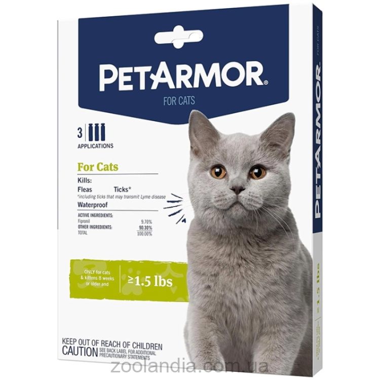 PetArmor Петармор Cats - Капли от блох, клещей и вшей для котов от 0.68кг (0.5мл)