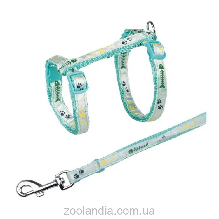 Trixie (Трикси) - Шлейка с поводком для котят с рыбками, нейлон