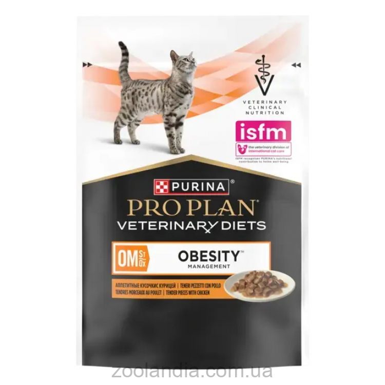 Purina Pro Plan Veterinary OM St/Ox Obesity Management Консервированный корм для взрослых кошек для снижения избыточной массы тела, с пониженной обменной энергией, с курицей