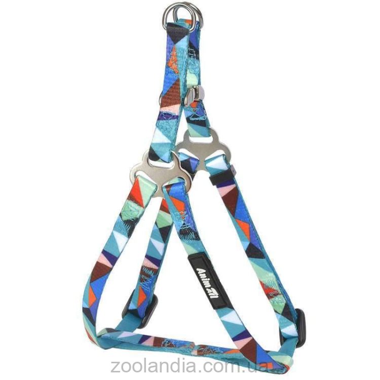 AnimAll (ЭнимАлл) - Шлея нейлоновая с абстрактным рисунком на бирюзовом фоне для собак