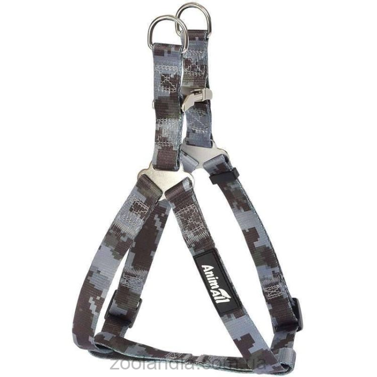 AnimAll (ЭнимАлл) - Шлея нейлоновая с камуфляжным принтом в серых тонах для собак
