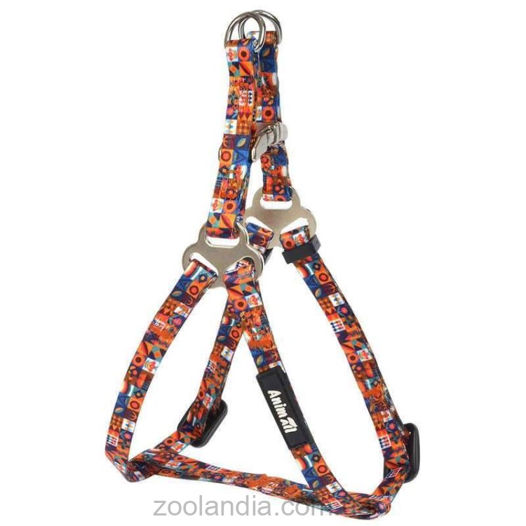 AnimAll (ЭнимАлл) - Шлея нейлоновая с ярким абстрактным рисунком на оранжевом фоне для собак