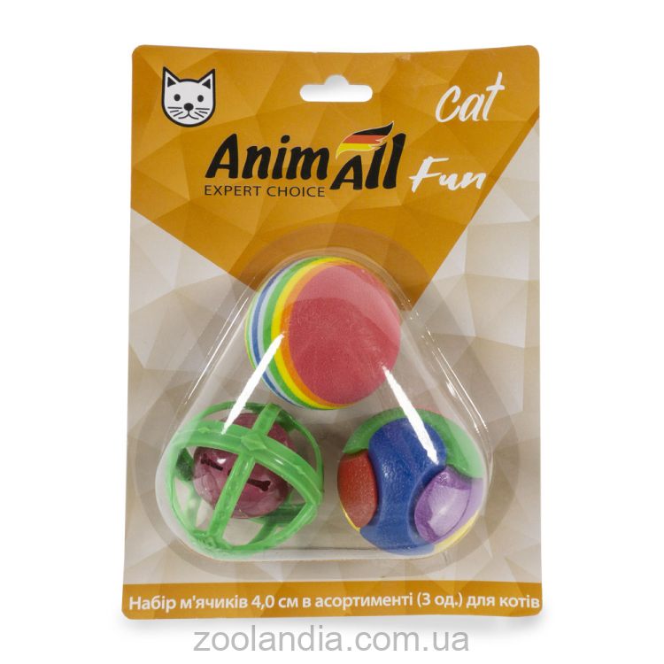AnimAll (ЕнімАлл) Fun Cat -  Набор мячиков для кошек в ассортименте, 3 шт