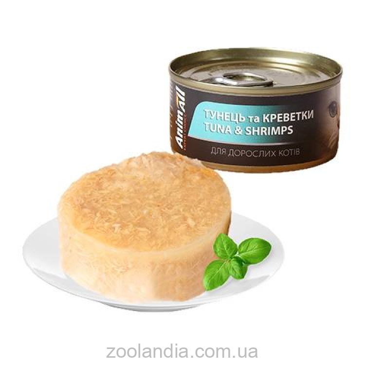 AnimAll (ЭнимАлл) - Влажный корм для котов тунец с креветками