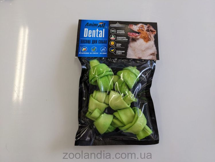 AnimAll (ЭнимАлл) Dental - Лакомство для собак кость мюнхенская узловая со спирулиной, 8-9 см, 3 шт